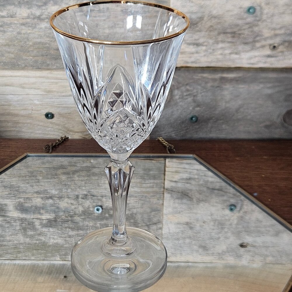 Salzburg Gold Wine Glass by Cristal de Flandre Leaded Crystal
